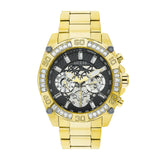 Guess Trophy Diamonds Black Dial Gold Steel Strap Watch for Men - GW0390G2 Buy Now By Guess