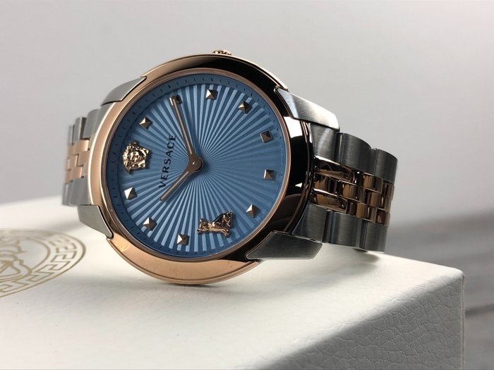 Versace Audrey Quartz Blue Dial Two Tone Steel Strap Watch for Women - VELR00619 Buy Now By Versace