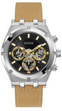 Guess Continental Multifunction Black Dial Brown Leather Strap Watch for Men - GW0262G1 Buy Now By Guess