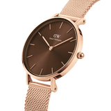 Daniel Wellington Petite Amber Brown Dial Rose Gold Mesh Strap Watch for Women - DW00100478 Buy Now By Daniel Wellington