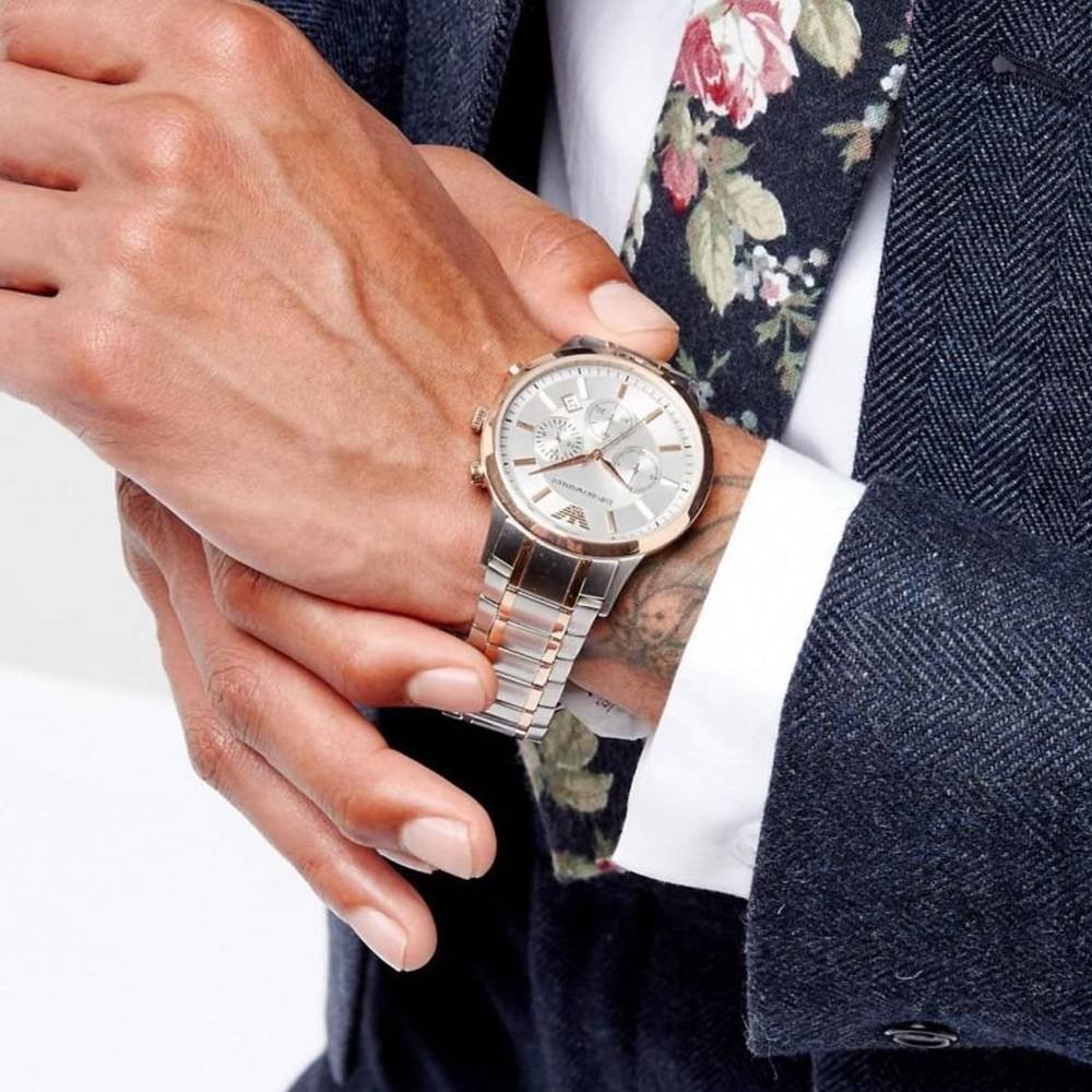 Emporio Armani Renato Gray Dial Gray Steel Strap Watch For Men - AR11077 Buy Now By Emporio Armani