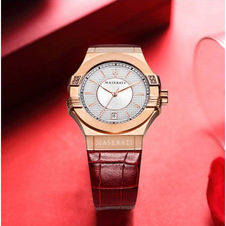 Maserati Potenza Silver Dial Red Leather Strap Watch For Women - R8851108501 Buy Now By Maserati