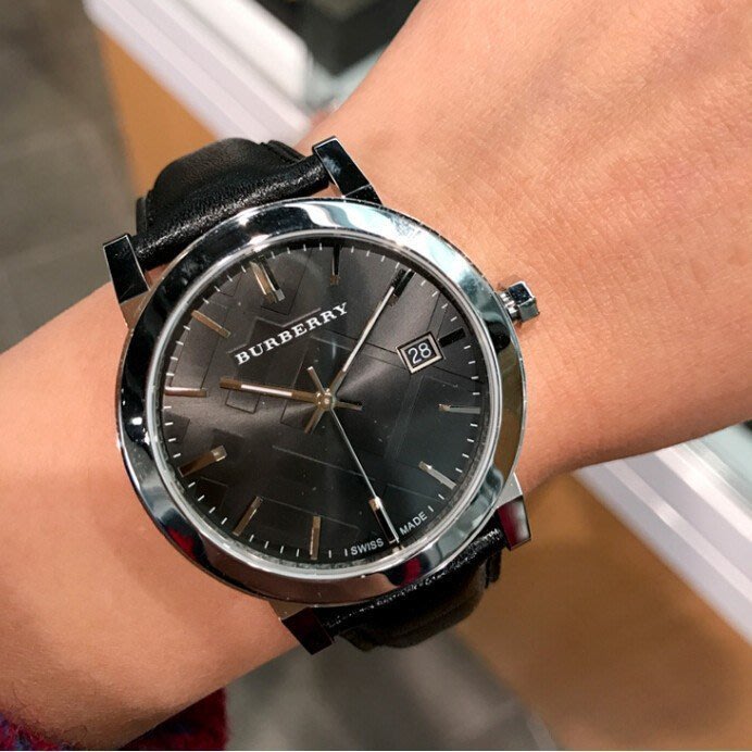 Burberry The City Black Dial Black Leather Strap Watch for Men - BU9009 Buy Now By Burberry