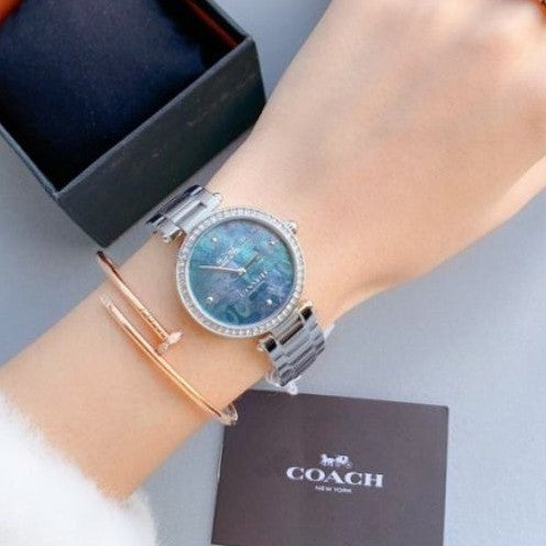 Coach Park Mother of Pearl Blue Dial Silver Steel Strap Watch for Women - 14503224 Buy Now By Coach