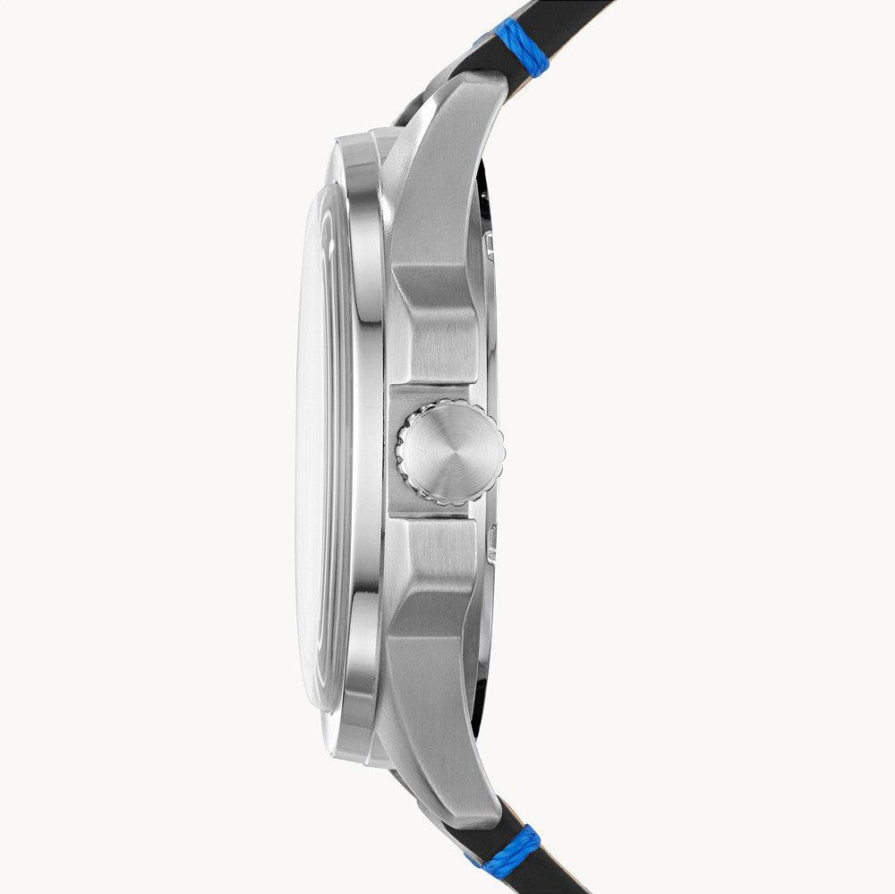 Fossil Sport 54 Day Date Black Dial Black Leather Strap Watch for Men - FS5321 Buy Now By Fossil