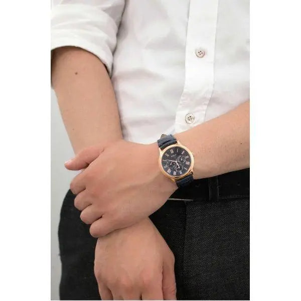 Guess Analog Blue Dial Blue Leather Strap Watch For Men - W0496G4 Buy Now By Guess