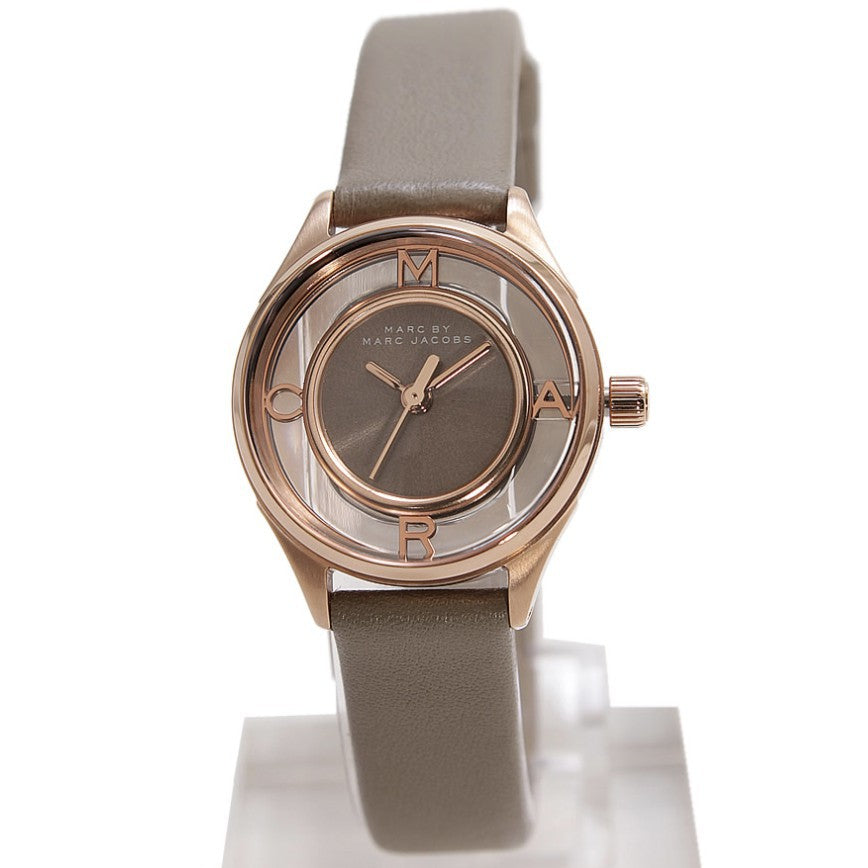 Marc Jacobs Tether Grey Dial Grey Leather Strap Watch for Women - MBM1375 Buy Now By Marc Jacobs
