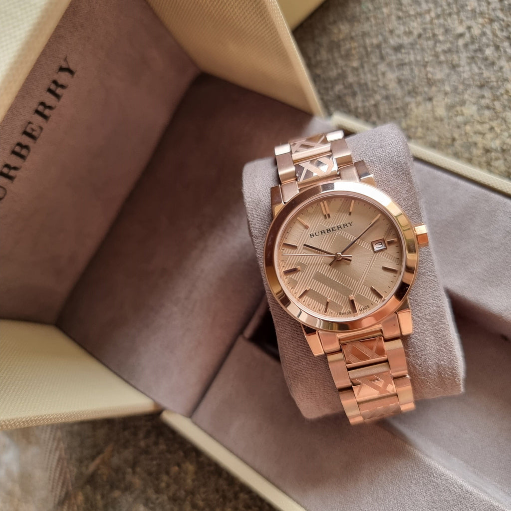 Burberry The City Rose Gold Dial Rose Gold Steel Strap Watch for Women - BU9146 Buy Now By Burberry