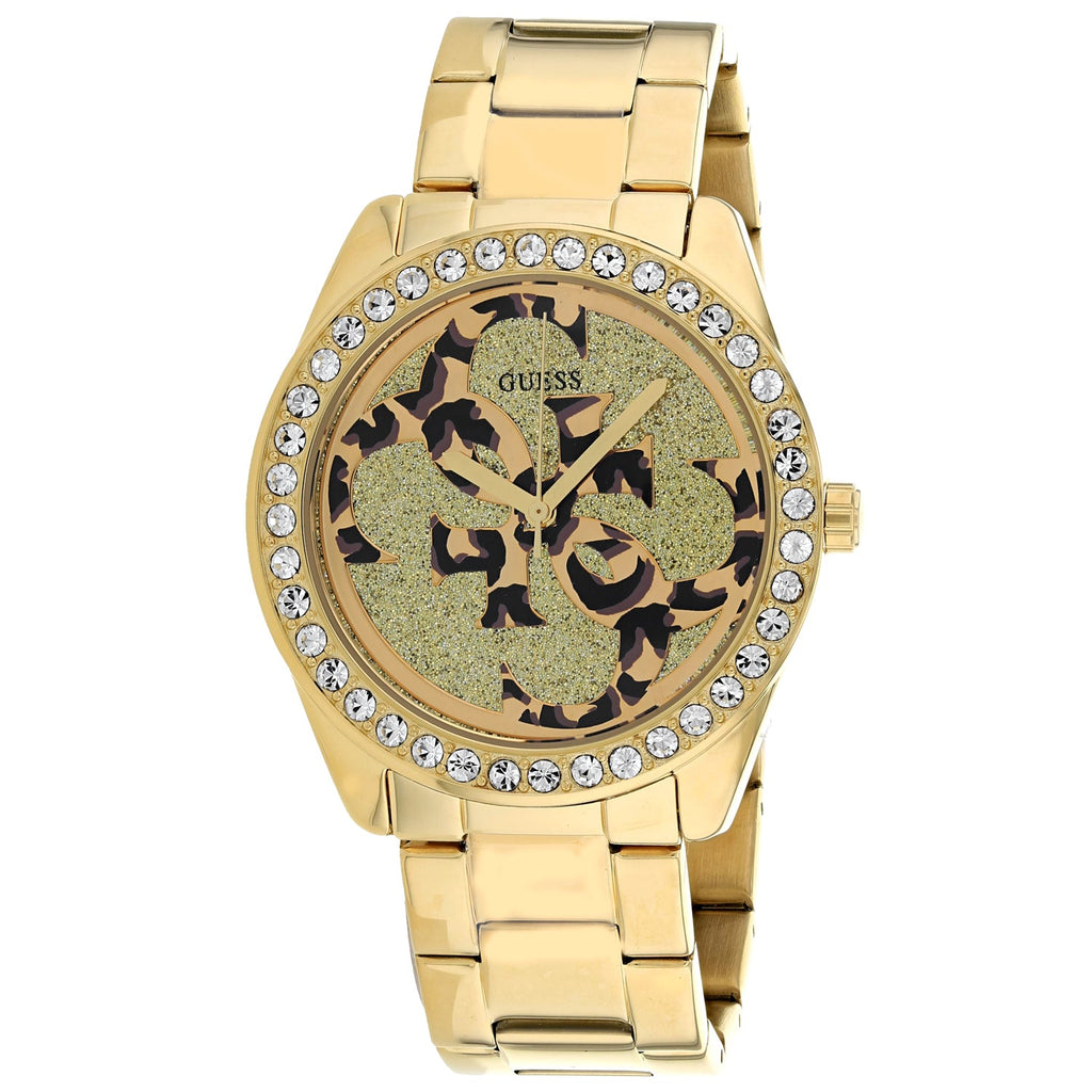 Guess G Twist Diamonds Gold Dial Gold Steel Strap Watch For Women - W1201L2 Buy Now By Guess