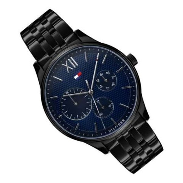 Tommy Hilfiger Damon Quartz Chronograph Blue Dial Black Steel Strap Watch for Men - 1791454 Buy Now By Tommy Hilfiger