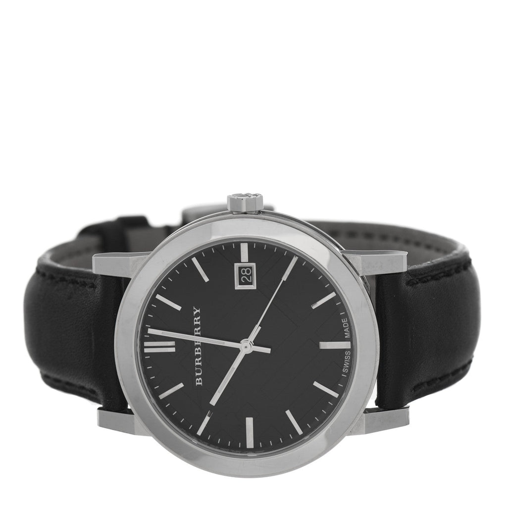 Burberry The City Black Dial Black Leather Strap Watch for Men - BU9009 Buy Now By Burberry