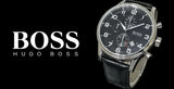 Hugo Boss Aeroliner Chronograph Quartz Black Dial Black Leather Strap Watch For Men - HB1512448 Buy Now By Hugo Boss