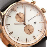 Emporio Armani Gianni Classic Chronograph White Dial Brown Leather Strap Watch For Men - AR0398 Buy Now By Emporio Armani