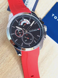 Tommy Hilfiger Decker Quartz Black Dial Red Rubber Strap Watch for Men - 1791351 Buy Now By Tommy Hilfiger