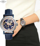 Fossil Boyfriend Skeleton Blue Dial Blue Leather Strap Watch for Women - ME3136 Buy Now By Fossil