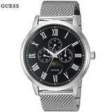 Guess Delancey Black Dial Silver Mesh Bracelet Watch for Men - W0871G1 Buy Now By Guess