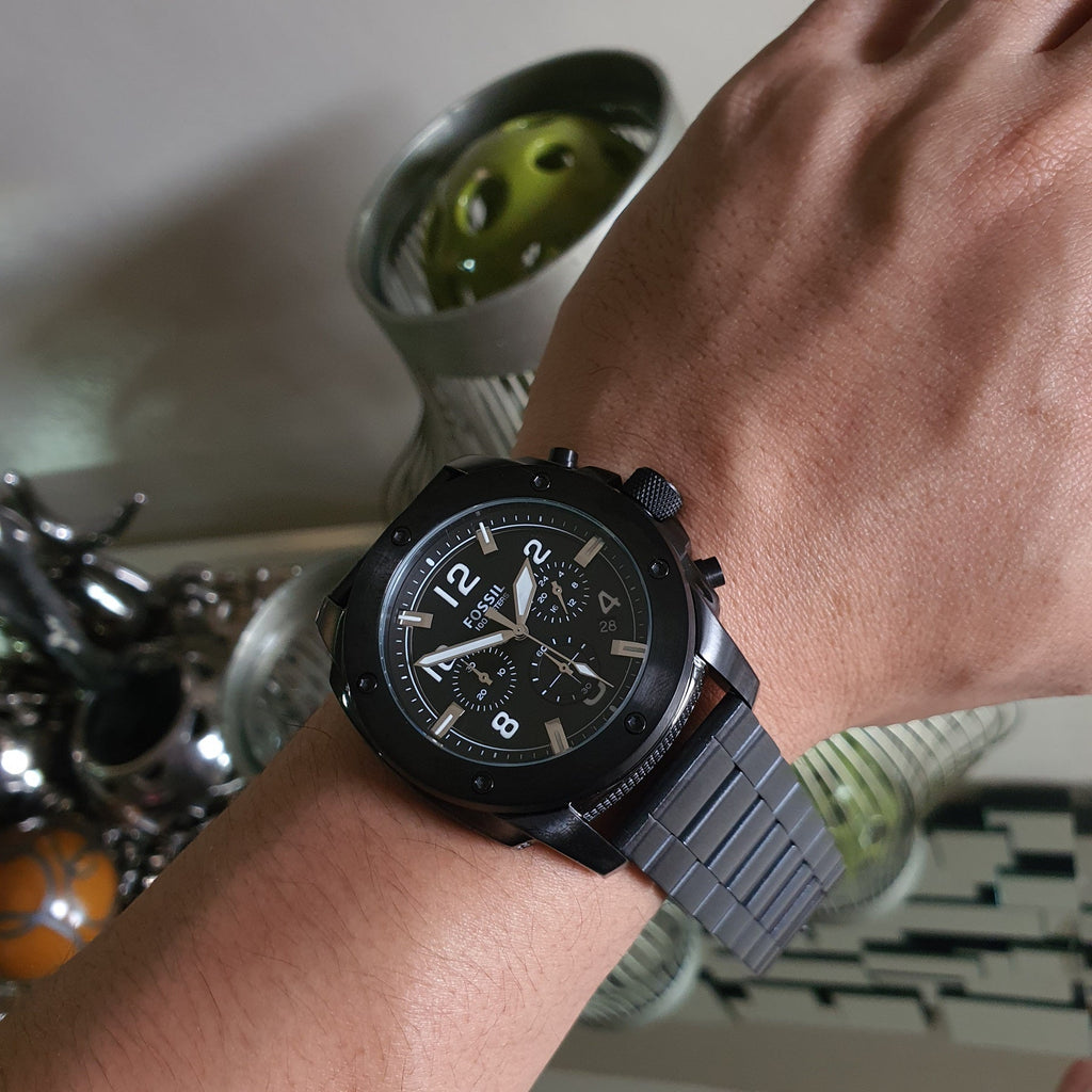 Fossil Machine Chronograph Black Dial Black Steel Strap Watch for Men - FS4927 Buy Now By Fossil