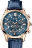 Hugo Boss Ambassador Chronograph Blue Dial Blue Leather Strap Watch For Men - HB1513320 Buy Now By Hugo Boss