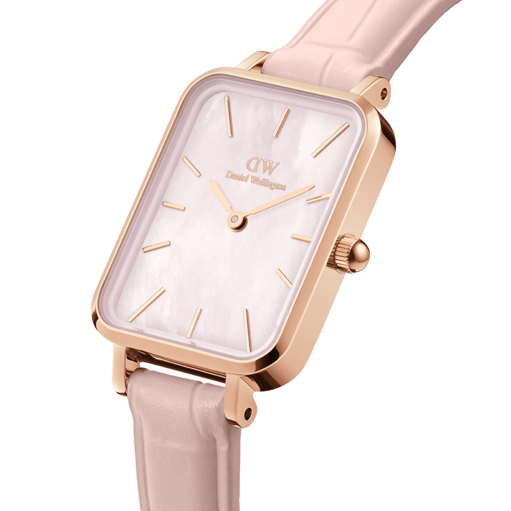 Daniel Wellington Quadro Pressed Mother of Pearl Pink Dial Pink Leather Strap Watch For Women - DW00100508 Buy Now By Daniel Wellington
