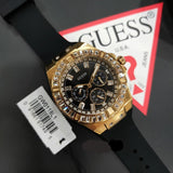 Guess Zeus Multifunction Crystals Black Dial Black Silicone Strap Watch For Men - GW0208G4 Buy Now By Guess