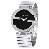 Gucci G Interlocking Black Dial Silver Steel Strap Watch For Women - YA133307 Buy Now By Gucci