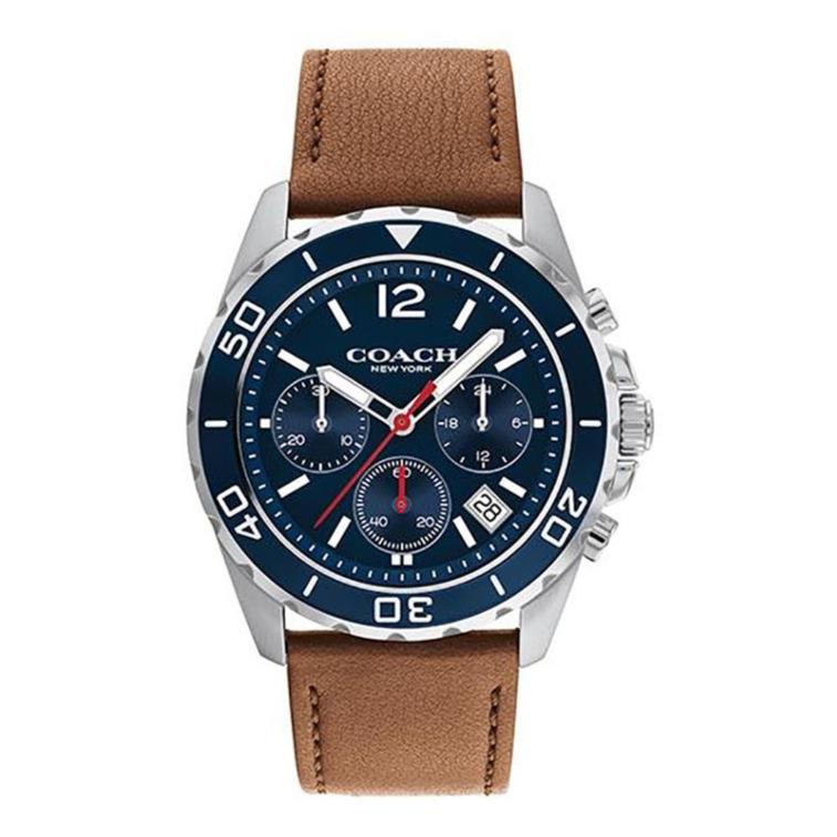 Coach Kent Chronograph Blue Dial Brown Leather Strap Watch for Men - 14602560 Buy Now By Coach