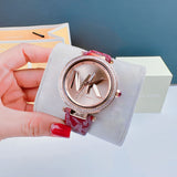 Michael Kors Parker Rose Gold Dial Maroon Leather Strap Watch For Women - MK2974 Buy Now By Michael Kors