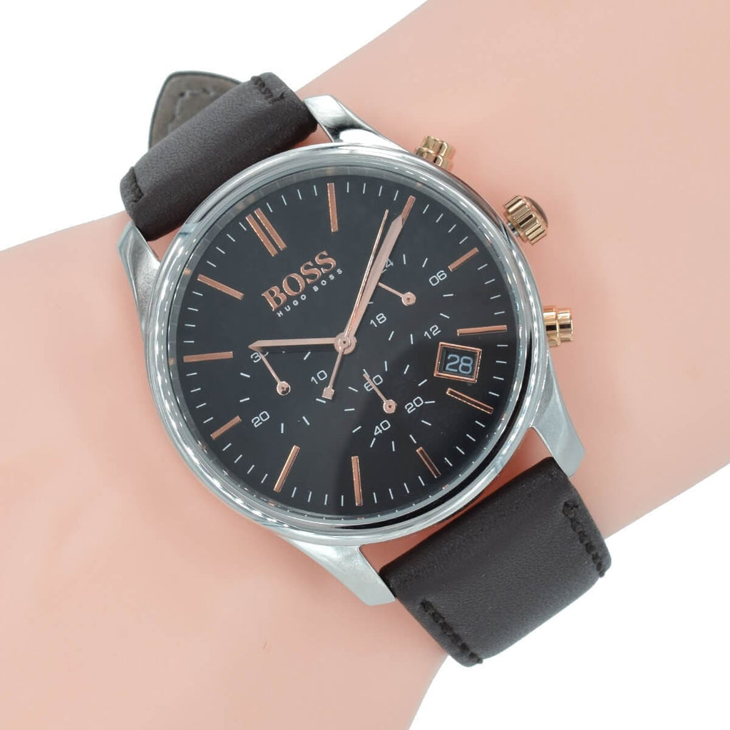 Hugo Boss Time One Black Dial Brown Leather Strap Watch for Men - 1513448 Buy Now By Hugo Boss