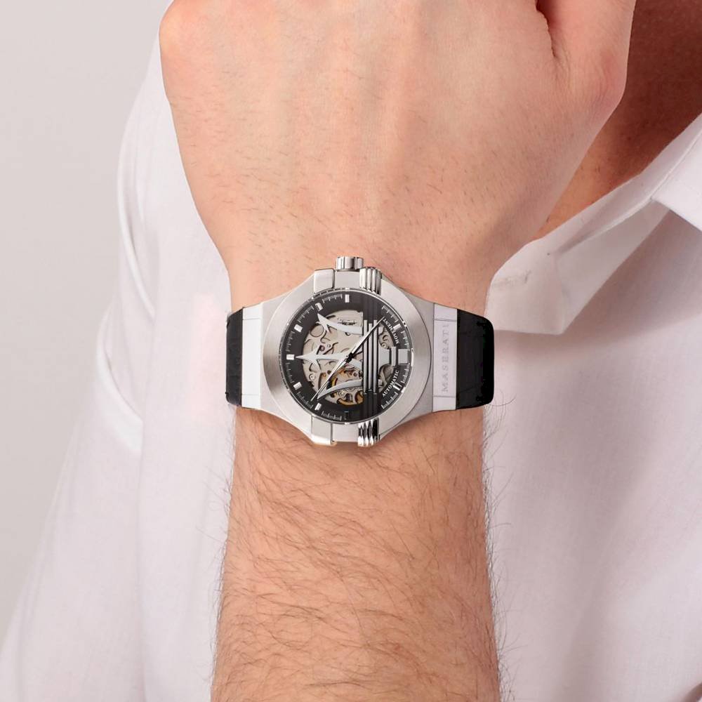 Maserati Potenza Automatic Black Dial Black Leather Strap Watch For Men - R8821108038 Buy Now By Maserati