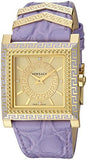 Versace Day Glam Chronograph Gold Dial Purple Leather Strap Watch for Women - VQF040015 Buy Now By Versace