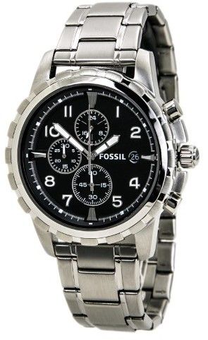 Fossil Dean Chronograph Black Dial Silver Steel Strap Watch for Men - FS4542 Buy Now By Fossil