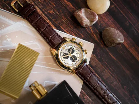 Versace V-Ray Chronograph Quartz White Dial Brown Leather Strap Watch For Men - VE2I00221 Buy Now By Versace