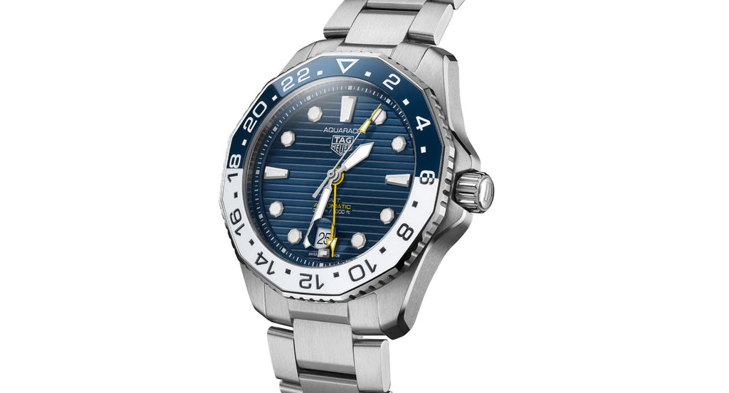 Tag Heuer Aquaracer Professional 300 GMT Automatic Blue Dial Silver Steel Strap Watch for Men - WBP2010.BA0632 Buy Now By Tag Heuer