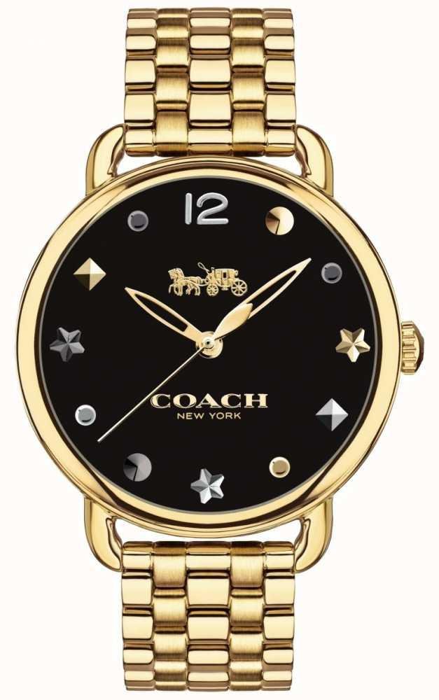 Coach Delancey Black Dial Gold Stainless Steel Strap Watch For Women - 14502813 Buy Now By Coach