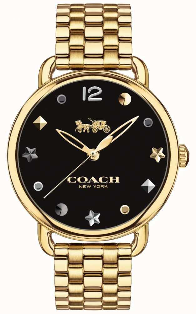 Coach Delancey Black Dial Gold Steel Strap Watch for Women - 14502813 Buy Now By Coach