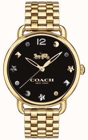 Coach Delancey Black Dial Gold Steel Strap Watch for Women - 14502813 Buy Now By Coach