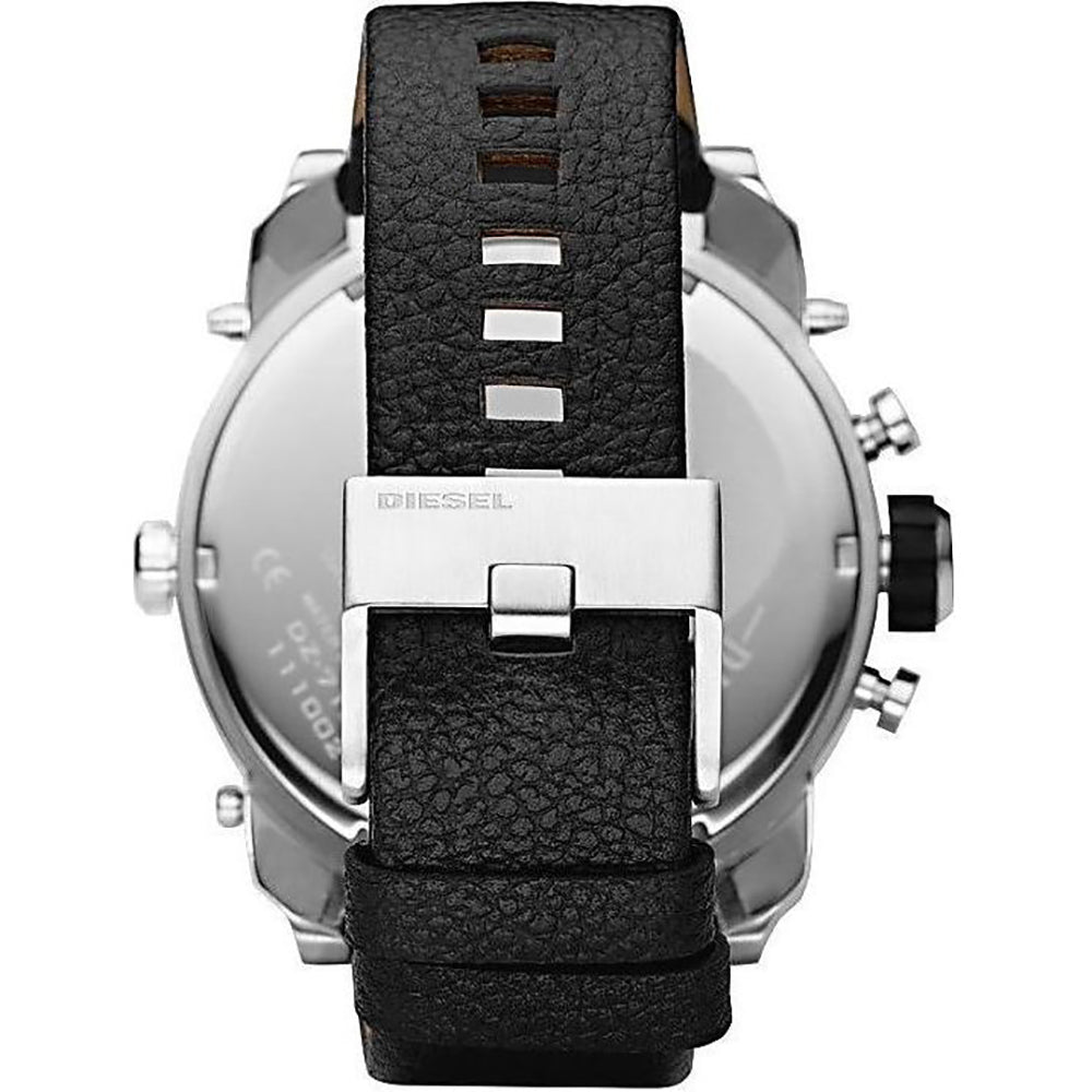 Diesel Mr Daddy Chronograph White Dial Black Leather Strap Watch For Men - DZ7125 Buy Now By Diesel