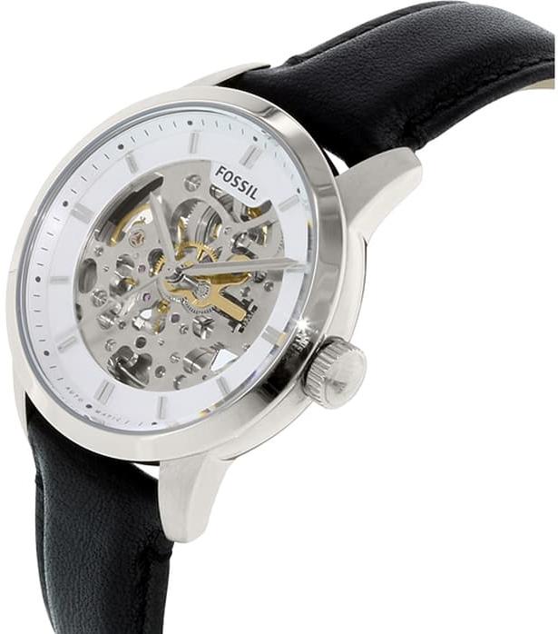 Fossil Townsman Automatic Skeleton White Dial Black Leather Strap Watch for Men - ME3085 Buy Now By Fossil