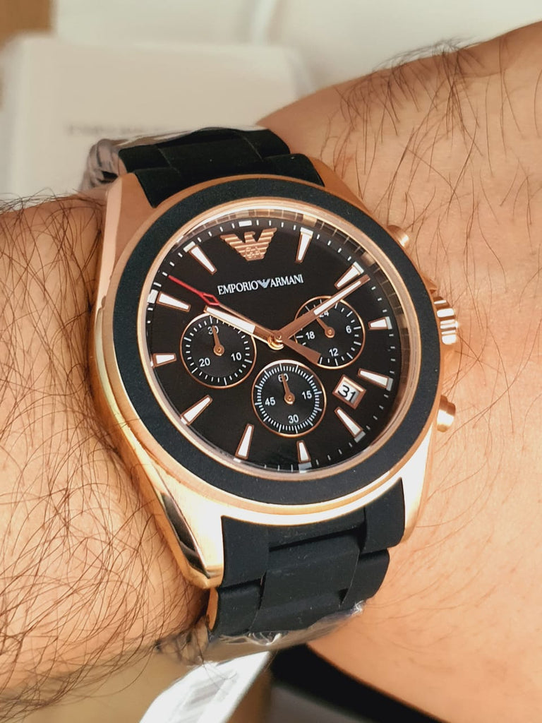 Emporio Armani Sigma Chronograph Black Dial Black SIlicon Strap Watch For Men - AR6066 Buy Now By Emporio Armani