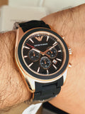Emporio Armani Sigma Chronograph Black Dial Black SIlicon Strap Watch For Men - AR6066 Buy Now By Emporio Armani