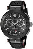 Versace V-Racer Aion Chronograph Black Dial Black Leather Strap Watch for Men - VBR030017 Buy Now By Versace