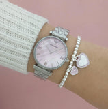 Emporio Armani Gianni T Bar Pink Mother of Pearl Dial Silver Steel Strap Watch For Women - AR1779 Buy Now By Emporio Armani