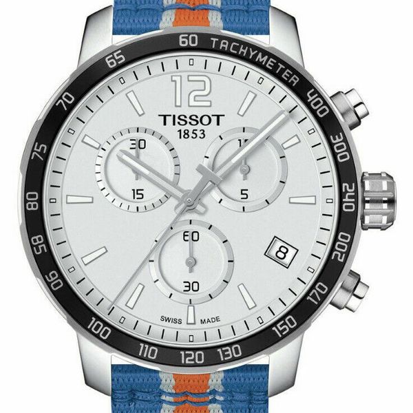 Tissot Quickster Chronograph NBA New York Kicks White Dial Multicolored Nato Strap Watch For Men - T095.417.17.037.06 Buy Now By Tissot