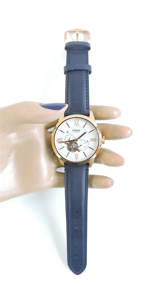 Fossil Townsman Automatic Chronograph White Dial Blue Leather Strap Watch for Men - ME3167 Buy Now By Fossil