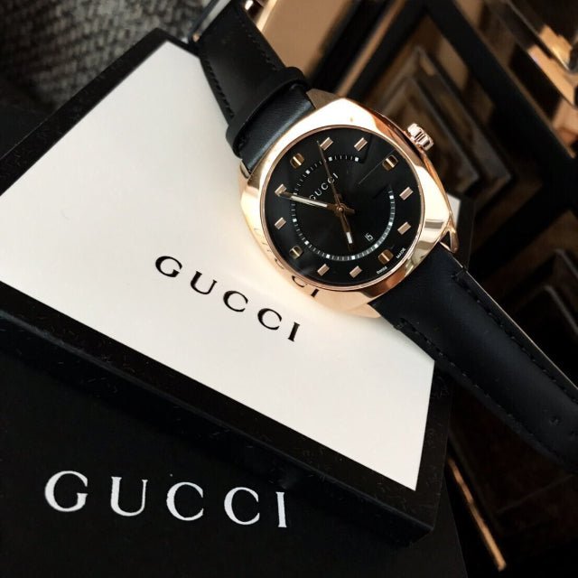 Gucci GG2570 Quartz Black Dial Black Leather Strap Watch For Women - YA142407 Buy Now By Gucci