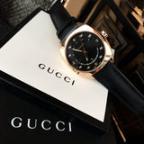 Gucci GG2570 Quartz Black Dial Black Leather Strap Watch For Women - YA142407 Buy Now By Gucci
