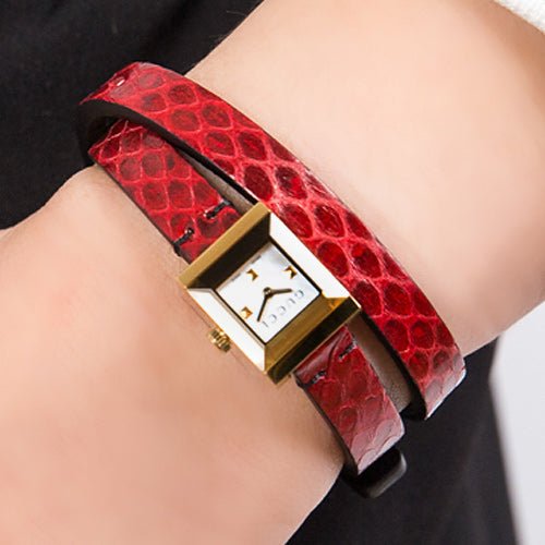 Gucci G Frame White Dial Red Leather Strap Watch For Women - YA128524 Buy Now By Gucci