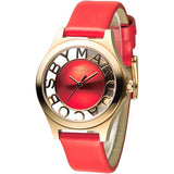 Marc Jacobs Henry Skeleton Red Dial Red Leather Strap Watch for Women - MBM1338 Buy Now By Marc Jacobs