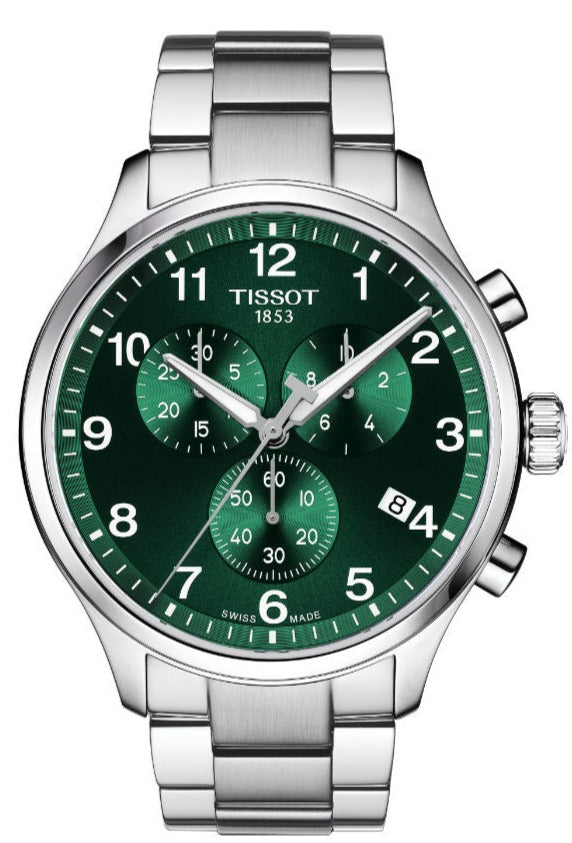 Tissot Chrono XL Classic Green Dial Silver Steel Strap Watch for Men - T116.617.11.091.00 Buy Now By Tissot