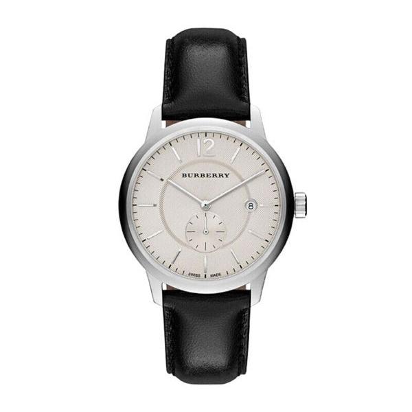 Burberry The Classic Horseferry Beige Dial Black Leather Strap Watch for Men - BU10000 Buy Now By Burberry